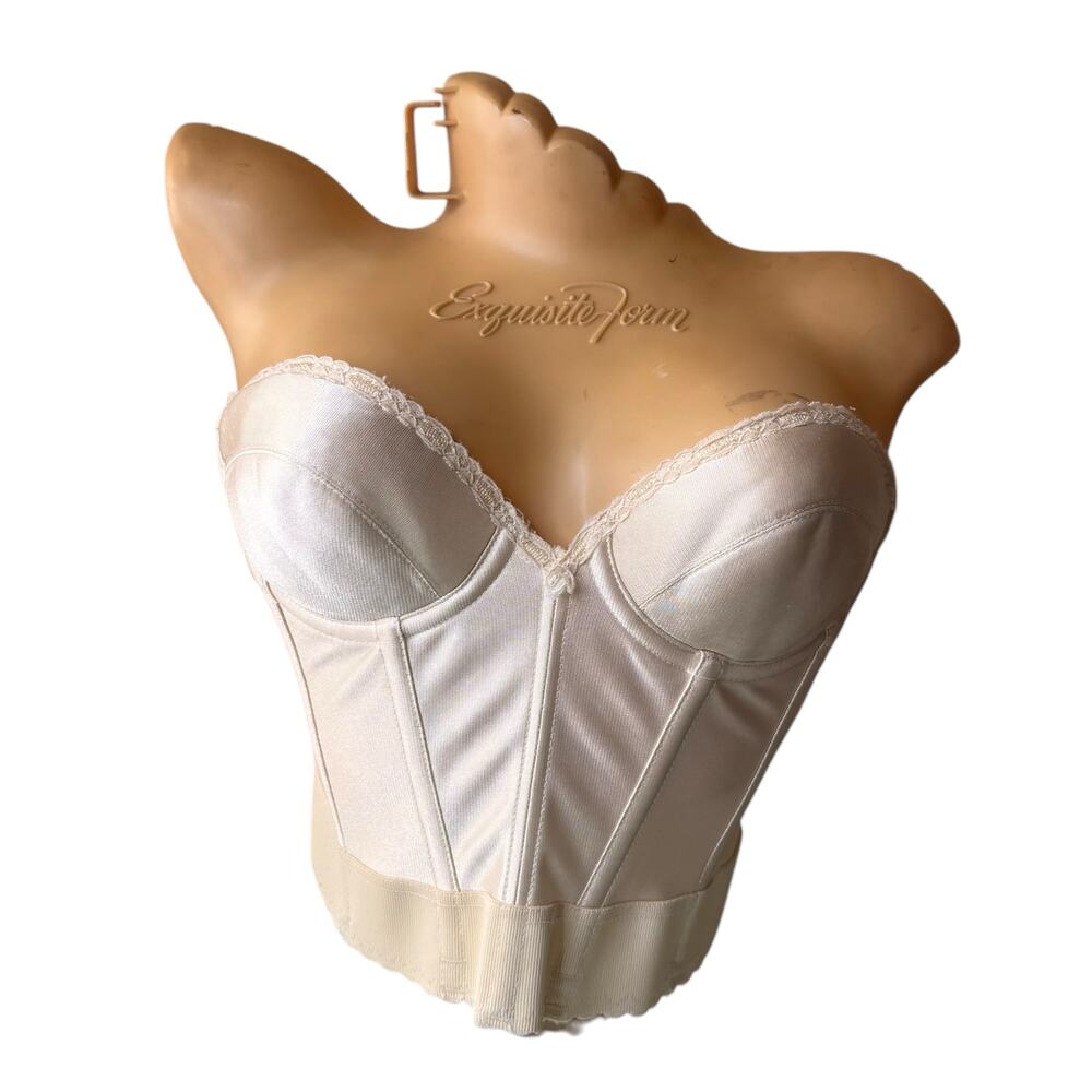 Vintage Adonna Bustier 34B Cream Underwire Longline Bra JCPenny 80s Pinup Corset